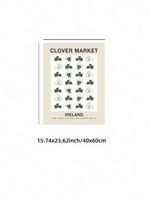 1pc Framed-Free St. Patrick's Day Vintage Poster, Mint Green Shamrock Design 'CLOVER MARKET' Festive Wall Art, Irish-Themed Bedroom, Dorm, Living Room Room Decor, Bedroom Room Decoration, Back-To-School Gift, Wall Hanging, Unique Home Decor - Multicolor - View 10
