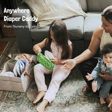 婴儿尿布收纳篮 - 专用于存放尿布的婴儿收纳篮，新生儿必备用品，男女宝宝皆宜的婴儿房装饰，最佳礼品之选。小号 (33*23*18)