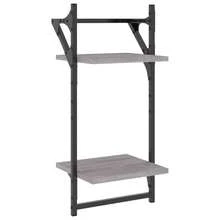 vidaXL Étagères murales à 2 ebenex avec barres 2 pcs sonoma gris - Gris - Voir 4