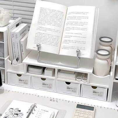 Multifunctional Computer Monitor Riser Stand, Desk Drawer Storage Organizer, Office Desktop Display Shelf Raiser