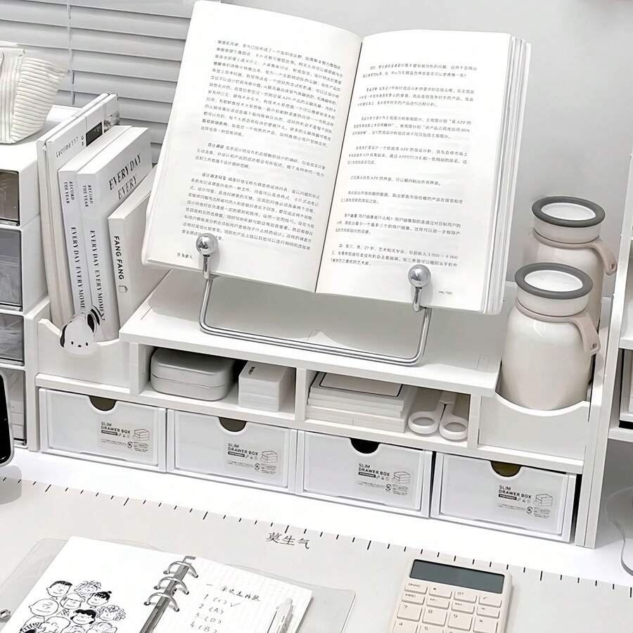 Multifunctional Computer Monitor Riser Stand, Desk Drawer Storage Organizer, Office Desktop Display Shelf Raiser - White - View 1