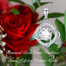 SISGEM Genuine Moissanite Love Knot Necklace In 925 Sterling Silvery For Women, 2 Carat Moissanite Pendant Necklace Natural Moissanite Jewelry Gifts For Birthday Christmas 18-20 Inch - 白色 - 查看 5