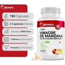 Vinagre de Manzana Organico "Cultivo Madre" Concentrado 100% Puro (180 Capsulas de 500mg) - [Extremadamente Eficaz] - | Alta Concentracion | Rapida Absorcion | Calidad Suprema | Suministro Para 90 Dias | - Organic Apple Cider - BioHerb. (180 CAPSULAS) - 180 cápsulas - Ver 2