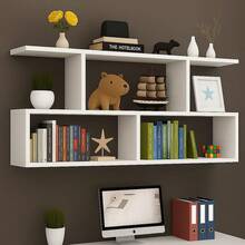 Nicho Decorativo Organizador De Livros 90cm Mdf Sala Quarto Branco Branco - Branco - Visão 4