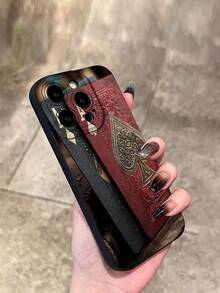 Vintage Poker Spade Pattern Phone Case, Personalized Creative Design, Perfect Combination Of Fashionable Printing And Frosted Feel Material, Anti Drop And Wear-Resistant, Comfortable Feel, Compatible For IPhone 17/17Air/17Pro/17Pro Max,16,15,14,13,12,11 Pro/Pro Max/Plus,X/XS/XS Max Series And Galaxy S/A Series. It Is An Ideal Gift For Easter, Christmas, Halloween Decorations/Birthdays, For Girlfriends, Boyfriends, Friends, Or Personal Use. - màu đen - Xem 4
