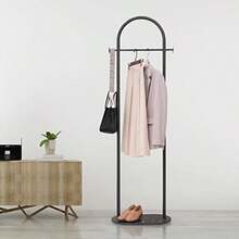 ccPerchero dorado con base de mármol metal moderno soporte para ropa para recámara perchero de pie soporte resistente para bolso sombrero bufanda chamarra negronn - Negroconbasedemrmolnegro - Ver 2
