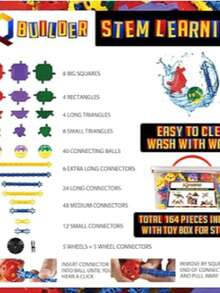 IQ BUILDER | STEM Learning Toys | Creative Construction Engineering | Fun Educational Building Toy Set for Boys and Girls Ages 5 6 7 8 9 10 Year Old + | Best Toy Gift for Kids | 164 PCS Kit with Box - Multicolor - Ver 5