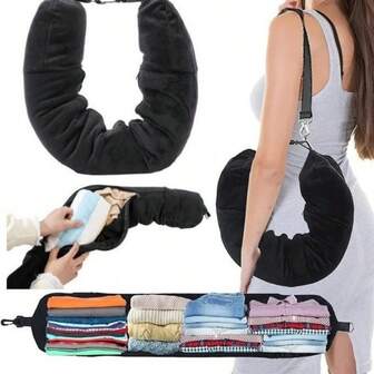 1 pieza Almohada de viaje plegable en forma de U: Diseño portátil y multifuncional - Soporte de cuello cómodo, esencial para viajar
