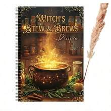 1 Book - Witch's Stew And Brewing Recipes: 50 Magic Spells, Spiral-Bound Halloween Magical Compendium, For Wicked And Heretics - Potion Making And Spell Diet - Elegant Dark Fantasy Design, With Boiler And Herbs - The Perfect Gift For Witches And Fans, Inspired Cooking Handbook, Mystic Illustrations, Durable Cover, Potion Guide, For Spiritual Practitioners - 女巫釀造配方本 - 查看 1