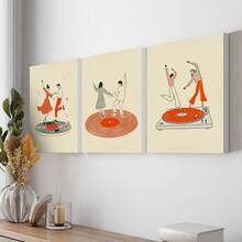 1/3 BUCĂȚI Poster pânză cuplu dansator. Poster retro cu pick-up, ilustrație cu tematică muzicală modernă. Foarte potrivit ca decor de perete pentru camere de zi, dormitoare, coridoare, sufragerii și coridoare de birou. Decorațiune pentru casă! Decorațiune interioară. Camera este decorată rafinat și dotată cu rame opționale. - Multicolor - Vizualizare 8