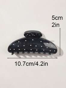 3/1pc Elegant Simple Retro Large Black And White Polka Dot Hair Claw Clip, Suitable For Parties, Tea Parties, And Beach Fashion For Women, Hair Accessories, Dress-Up Hair Clip Hair Bow - Multicolor - View 9