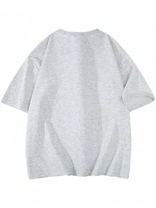 男士白色花卉灰色亨利领短袖T恤，亨利领设计，针织面料透气吸湿抗皱，复古风格休闲舒适短袖T恤，适合日常通勤和轻度社交场合穿着。 - 淺灰色 - 查看 6