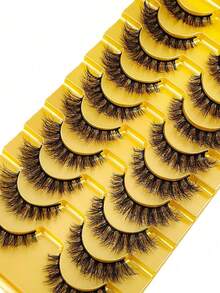 Asiteo Asiteo 5 Pairs Manga Natural Wispy False Eyelashes - Clear Band Faux Mink Lashes Cat-Eye Shape, Natural Look For Everyday Glam - Reusable, Comfortable, Beginner Friendly Strip Lashes, Lashes, Eyelashes, Fake Lashes - 俄羅斯卷10對 - 查看 6