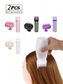 3/2/1 Salon Hair Oil Applicator Bottles, Professional Hair Care, Hair Root Applicator Bottle, Hair Dye Applicator Bottle - Hair Treatment Applicator Bottle And Scalp Massage Comb, Scalp Cleaner And Head Massager, Relieve Stress, Promote Hair Growth, Unisex Shower Brush - Make Your Shampoo Day Easier And Quicker, Suitable For Home Salon Hairstyles - White - View 5