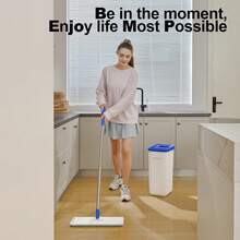 Mop And Bucket Set With Wringer, Dry & Wet Dust Mop For Household Floor Cleaning With 5 Microfiber Mops, Flat Squeeze Spin Wall Mop Cleaner With Long Handle, Slate Blue - Multicolor - View 9