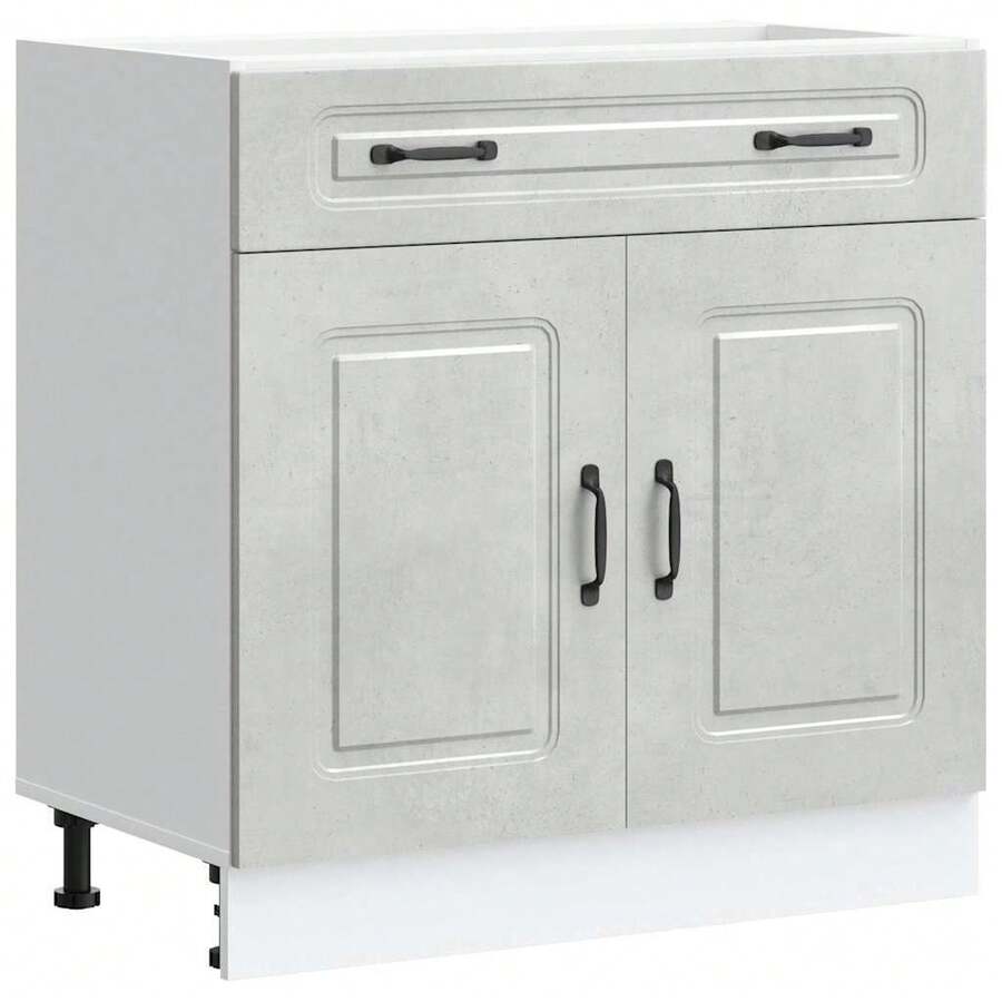 vidaXL Armoire de cuisine Kalmar gris béton bois d'ingénierie - Gris - Voir 1