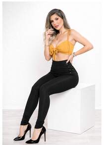 Women's Leggings With Butt Lift, High Waist, Side Eyelets, Zero Transparency - 黑色 - 查看 7