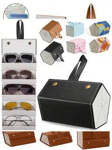 可折叠悬挂式旅行眼镜盒（随机发货两种线缆类型），便携式太阳镜收纳盒，眼镜架，太阳镜整理盒，眼镜展示架 - 查看 11