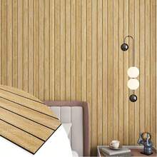 1卷棕色时尚格栅木纹纹理自粘墙纸/撕贴式/防水可移除/卧室/客厅/天花板/办公室/家具/房间装饰/墙面装饰/现代风格/外观精致/乙烯基贴膜 - 摩卡棕 - 查看 5