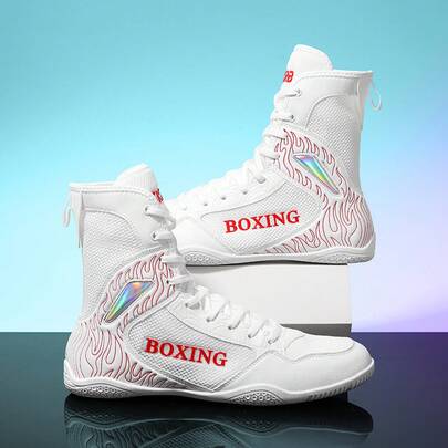 Zapatos de boxeo profesionales para hombres, zapatos de entrenamiento de fitness interior para lucha, zapatos de combate de alta parte superior, zapatos especializados para artes marciales