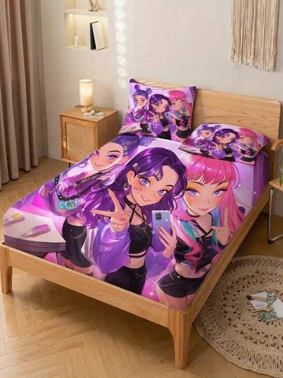 Valentine's Day This Valentine's Day Bedding Set For Girls Includes Soft, Comfortable Sheets (Suitable For All Seasons, With Fitted Sheet And Pillowcase) And A Stylish, Comfortable Premium Flannel Blanket.