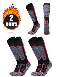 3/2/1 双装专业滑雪压缩袜，柔软舒适透气男士保暖袜 - 彩色 - 查看 9