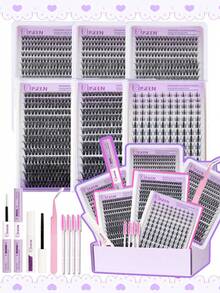 1540pcs, 280pcs, 140pcs, D Curl, C Curl, Lash Clusters Lash Extension Kit DIY Lash Clusters Eyelash Extension Kit, 9-16mm 30D 40D 50D Individual Lashes Kit With Lash Bond And Seal, Lash Tweezers, Remove For Self Use At Home, Eyelashes Individual Kit, Lashes, Lash Cluters (9-16mm, Kit) - Black - View 13