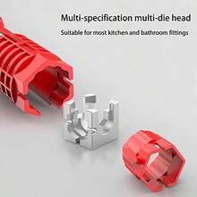 HALMAN 18 in 1 Plumbing Tools, Sink Faucet Installer Socket Wrench, Diseño de plegado innovador,antideslizante,Llave de fregadero multifuncional,Mango cómodo + Diseño extralargo, para instalación de tuberías en cocina y baño,Multifunctional Tool for Toilet and Water Pipe, Foldable - Rojo - Ver 6
