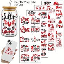 40张UV转印贴纸，情人节主题小矮人图案塑料贴花，包含小矮人、情人节爱心、鲜花和甜蜜爱情语录图案，适用于16盎司玻璃杯，高品质DIY工艺品套装，适用于水杯和饮具，节日装饰配件，情人节礼物的完美之选 - 彩色 - 查看 10