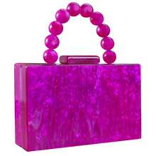 YYW Acrylic Clutch Purses For Women With Marbling Purses And Handbags Elegant Banquet Evening Crossbody Bag - 玫紅色 - 查看 2