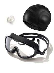 3副装泳镜，带鼻夹和耳罩，高清防水防雾，男女通用大框泳镜 - 多色 - 查看 9