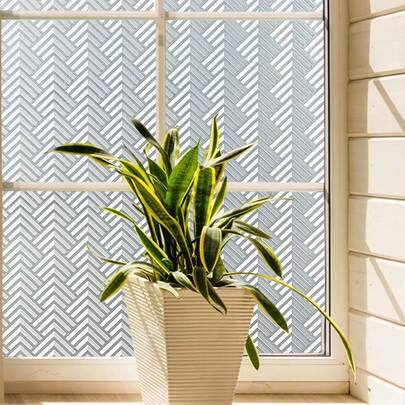 Window Privacy Film Static Cling Glass Door Film Arrow Pattern No Glue Removable UV Blocking Window Covering Tint Sticker For Home Office Decoration,17.5 Inches By 78.7 Inches