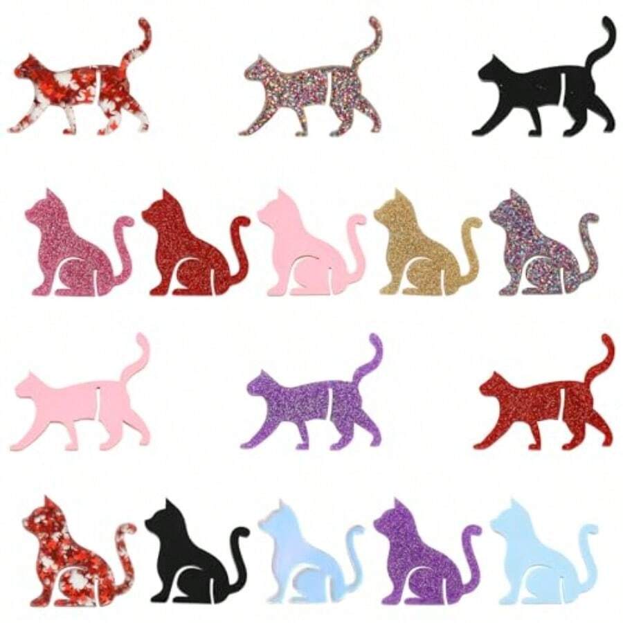 QY- 32 Pcs 16 Styles Lovely Cat Shaped Wine Glass Charms Creative Pet Animals Shaped Drink Tag Goblet Marker For Party Wedding Birthday Home Ceremony Decoration -9608 - 如圖 - 查看 1