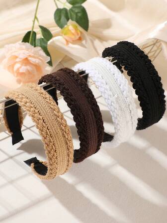 قطعة واحدة من شريط رأس محبوك بلون أحادي للنساء، مناسب للحياة اليومية والخروجات والديكور والتصفيف