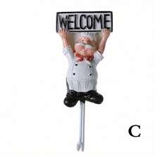 1pc Strong Adhesive Cartoon Chef Hook, Used For Kitchen And Bathroom Storage, Seamless Nail Wall, Kitchen Wall Hanging Clothes Hook, Fun Home Decoration - Kiểu B - Xem 7