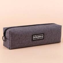Étui à crayons rétro minimaliste à grande capacité, monocouche. Organisateur de stylos et de fournitures de bureau pour étudiants. Rentrée scolaire, sac - Gris - Voir 8