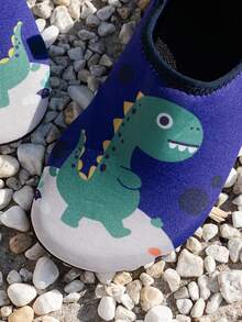 春夏儿童男女童可爱卡通鲨鱼恐龙图案户外休闲镂空透气软底防滑轻便水鞋、沙滩袜、潜水鞋 - 寶藍色 - 查看 6