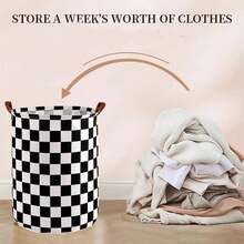 Cesta de lavandería plegable, cestas para ropa sucia de hogar, asa de cuero, almacenamiento que ahorra espacio, lino impermeable para baño - L03 - Ver 3