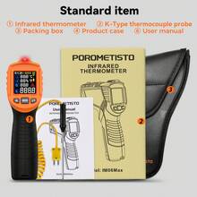 POROMETISTO IM06Max -50 To 800°C Digital Infrared Thermometer Laser Temperature Gun Non-Contact High Temperature Humidity Meter Infrared Thermometer - Coral Orange - View 11