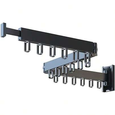 Clothes Drying Rack,Laundry Drying Rack,Wall Mounted Clothes Rack,Clothes Hanger Rack,Laundry Rack Wall Mount,Folding,Retractable,Collapsible,Laundry Room Organization(J Shape Hooks)