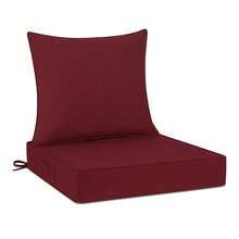Outdoor Chair Cushions 24x24, Washable Patio Furniture Cushions With Removable Cover, Waterproof Outdoor Deep Seat Cushion Set With Non-Slip Ties And Handle, Burgundy - 酒紅色 - 查看 2