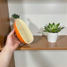 Pineapple-Shaped Decorated Bowl, 700ml, Made Of Glazed Ceramic, For Eating Fruit. - trái cam - Xem 6