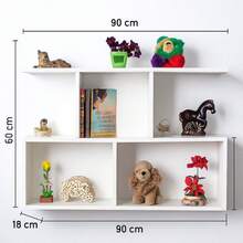 Nicho Decorativo Organizador De Livros 90cm Mdf Sala Quarto Branco Branco - Branco - Visão 5