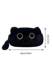 1个黑色毛绒猫咪铅笔盒，可爱猫咪化妆包，高性价比大容量文具收纳铅笔盒，万圣节礼物，圣诞节礼物 - 彩色 - 查看 21