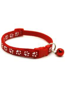 Adjustable Nylon Paw Print Pet Dog Collar, Suitable For Small/Medium/Large Dogs, Random Style Pet Neck Strap - Red - View 5