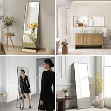 Gianna 65x24 High - Quality Full Length Mirror, Aluminum Alloy Frame Ensures Stability, Standing Design Bedroom, Black - 預設 - 查看 2