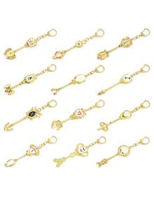 1个十二星座金色金属钥匙扣，女士款 - 星座图案钥匙圈，带龙虾扣，可作装饰包包挂饰，礼品及配饰，钥匙收纳器，设计精美，做工精细，收藏佳品 - 金色 - 查看 5