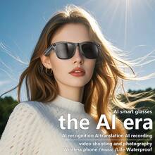 New Smart Glasses, , Large Battery Capacity, Long Battery Life, Music Control, AI Voice Assistant, Notification Sound, Translation, Intelligent Image Recognition, With LED Flashlight