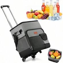 VIESS Hielera Portátil 35L con Ruedas y Mango Telescópico, Bolsa Térmica Plegable, A Prueba de Fugas, Nevera con Carro Todo Terreno para Playa, Camping, Picnic y Supermercado - por defecto - Ver 1