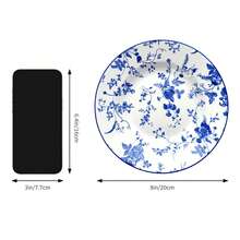 2个8英寸复古蓝白瓷纹陶瓷汤盘，复古蓝白风格，饰以鸟语花香，釉面光滑，圆形，易于清洁，适用于微波炉、洗碗机和烤箱，大容量西式餐盘，适合盛放牛排、意面、甜点、下午茶，适合家庭聚会、婚礼、乔迁礼物、春季野餐，也可作装饰盘。 - 圓八吋湯盤 * 2件 - 查看 11